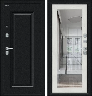 Дверь Браво Флэш МФ/BChrome Букле черное/Bianco Melinga